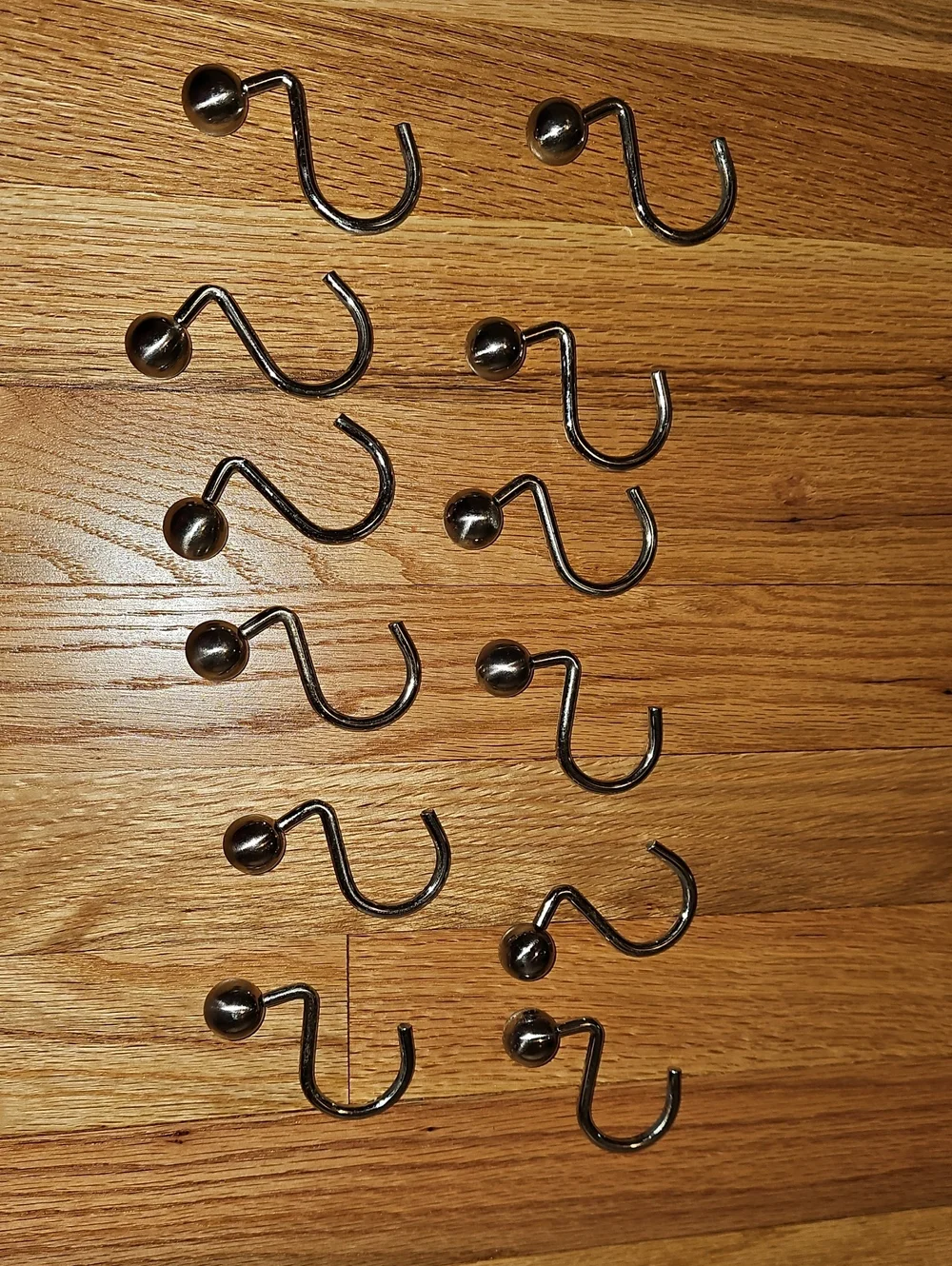 Set of 12 Metal Shower Curtain Hooks - Silver Finish